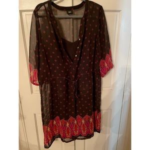 Mossimo XL Sheer Boho with built in Slip dress